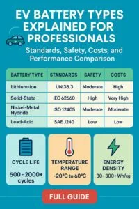 Home 9 EV Battery Types Explained for Professionals Standards, Safety, Costs, and Performance Comparison
