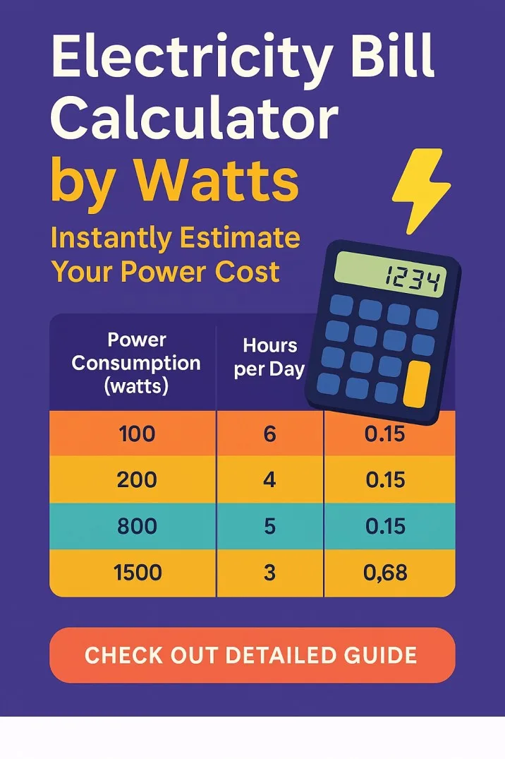 Electricity Bill Calculator by Watts – Instantly Estimate Your Power Cost