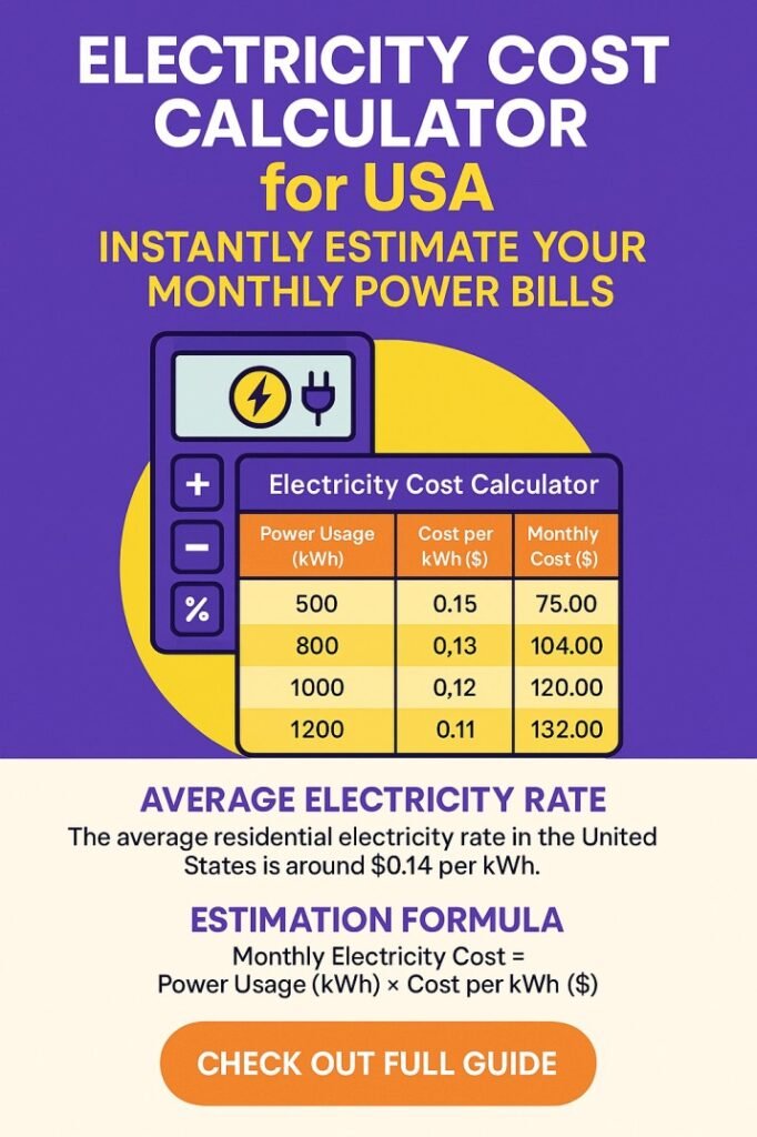 Electricity Cost Calculator for USA – Instantly Estimate Your Monthly Power Bills 1 Electricity Cost Calculator for USA – Instantly Estimate Your Monthly Power Bills