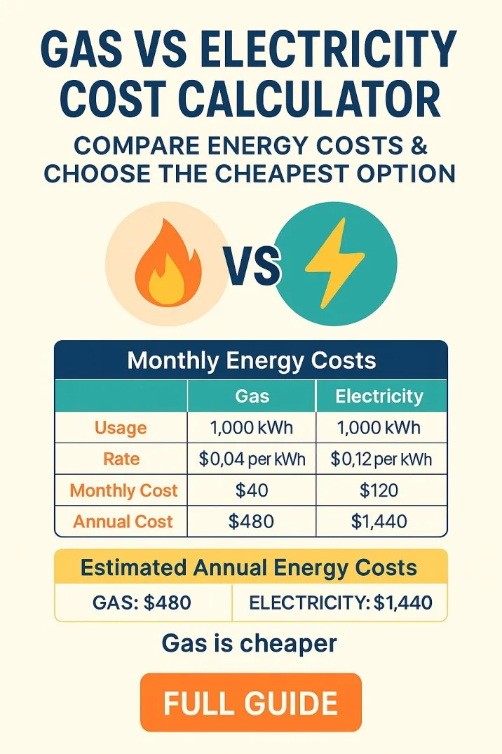 Gas vs Electricity Cost Calculator – Compare Energy Costs & Choose the Cheapest Option 2 Gas vs Electricity Cost Calculator – Compare Energy Costs & Choose the Cheapest Option