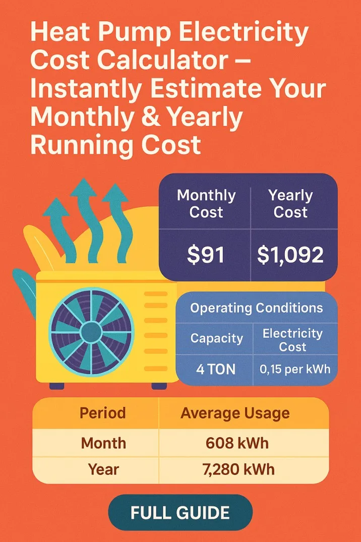 Heat Pump Electricity Cost Calculator – Instantly Estimate Your Monthly & Yearly Running Cost