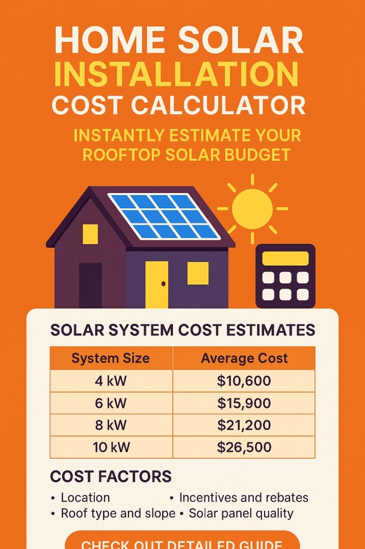 Home Solar Installation Cost Calculator – Instantly Estimate Your Rooftop Solar Budget 1 Home Solar Installation Cost Calculator – Instantly Estimate Your Rooftop Solar Budget