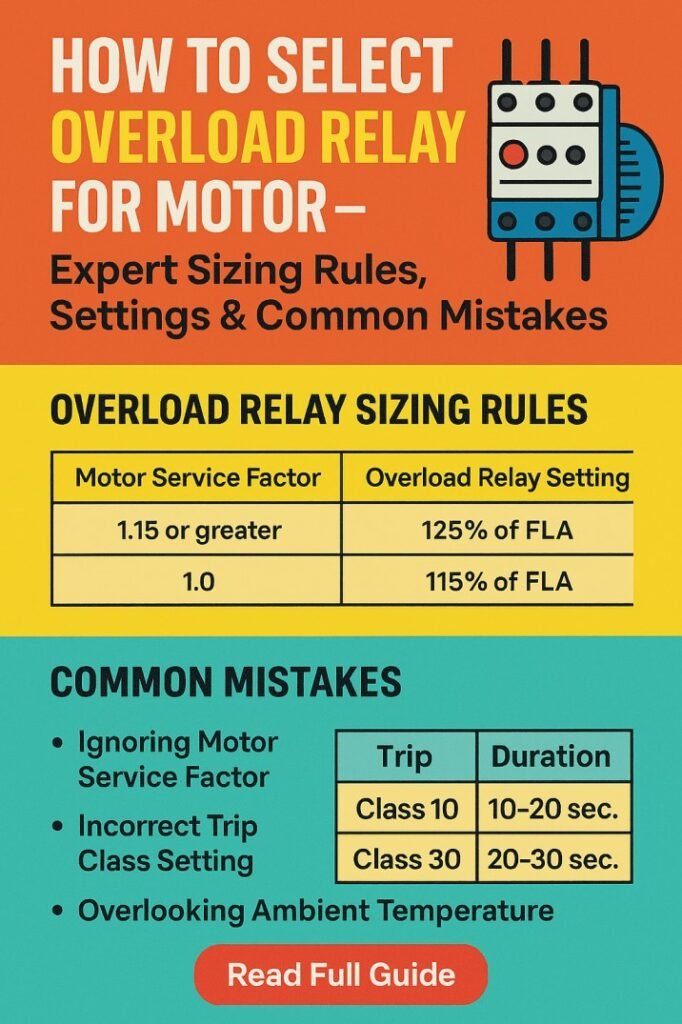 How to Select Overload Relay for Motor – Expert Sizing Rules, Settings & Common Mistakes