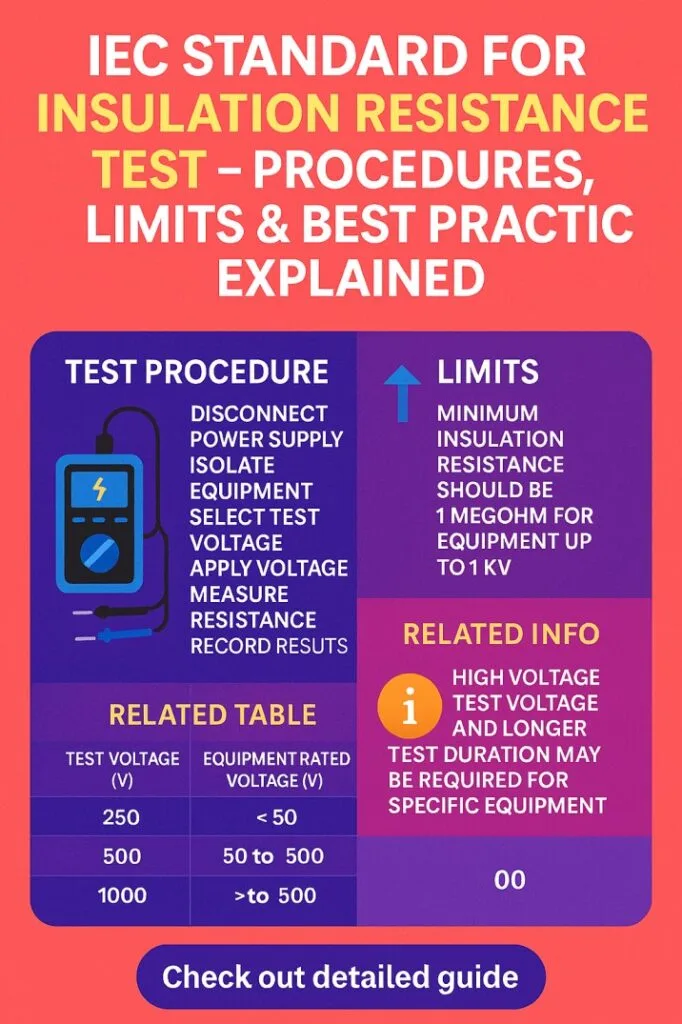 IEC Standard for Insulation Resistance Test – Procedures, Limits & Best Practices Explained