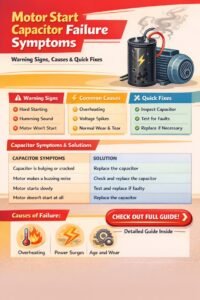 Motor Start Capacitor Failure Symptoms – Warning Signs, Causes & Quick Fixes