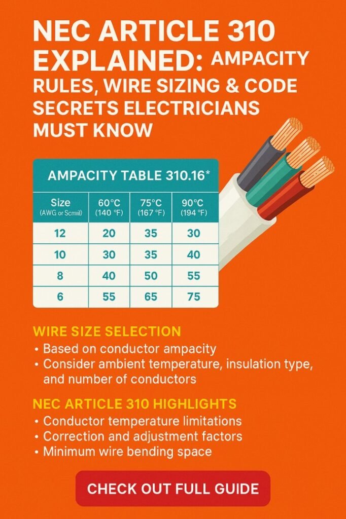 NEC Article 310 Explained Ampacity Rules, Wire Sizing & Code Secrets Electricians Must Know