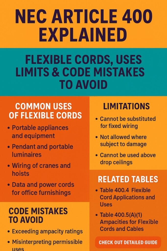 NEC Article 400 Explained Flexible Cords, Uses, Limits & Code Mistakes to Avoid