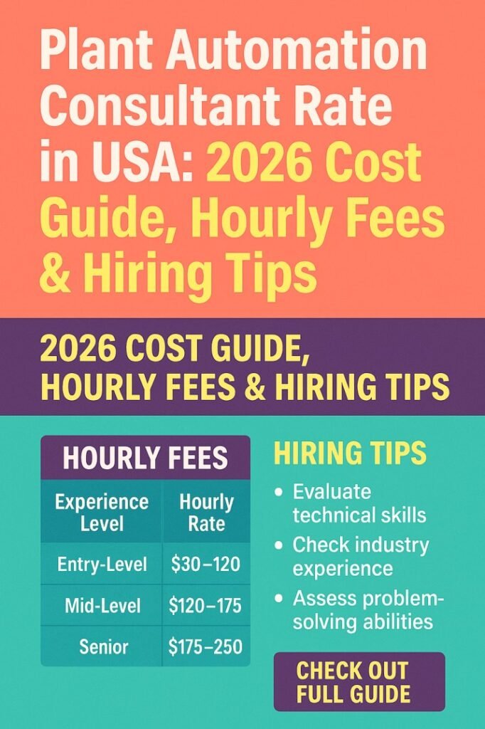 Plant Automation Consultant Rate in USA 2026 Cost Guide, Hourly Fees & Hiring Tips