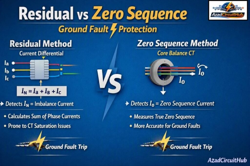 Residual vs Zero Sequence Ground Fault Protection