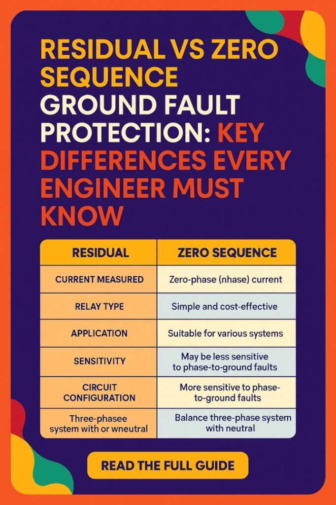 Residual vs Zero Sequence Ground Fault Protection: Important Differences Every Engineer Must Know 1 Residual vs Zero Sequence Ground Fault Protection Key Differences Every Engineer Must Know