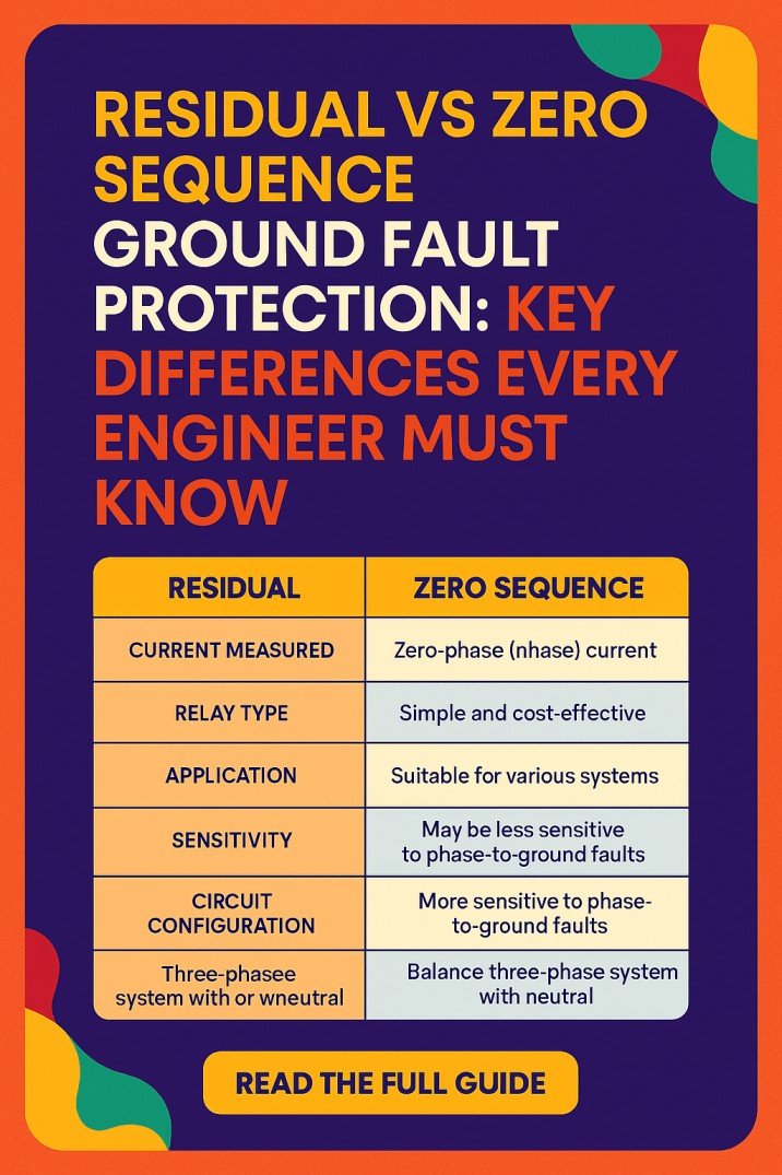 Residual vs Zero Sequence Ground Fault Protection: Important Differences Every Engineer Must Know 3 Residual vs Zero Sequence Ground Fault Protection Key Differences Every Engineer Must Know
