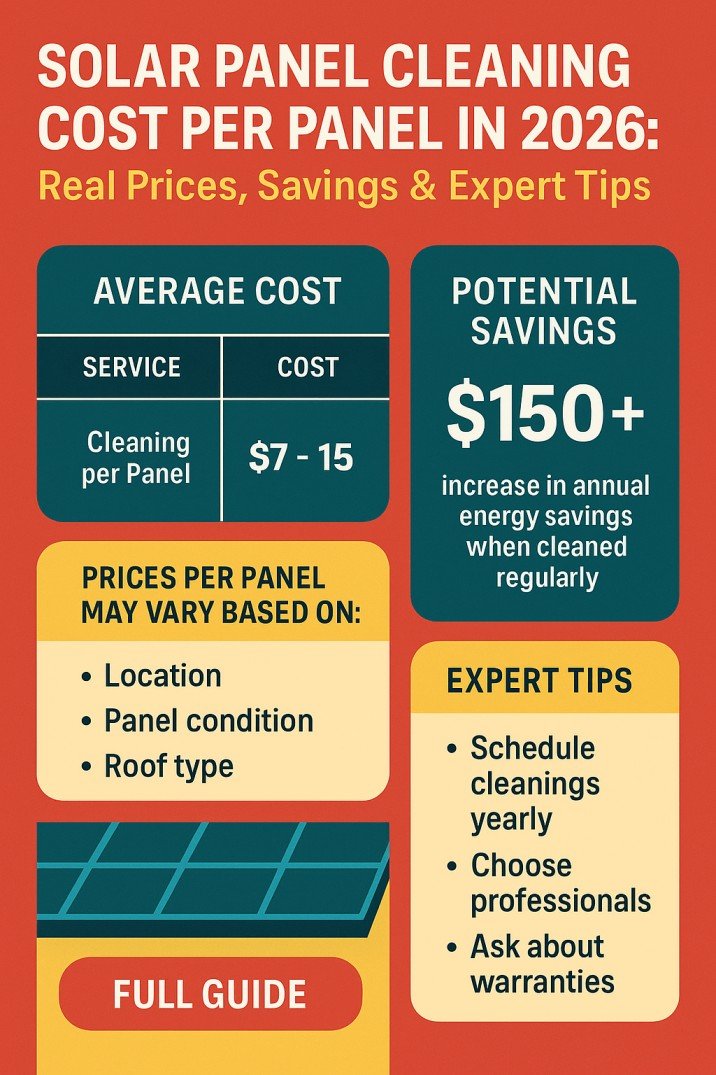 Solar Panel Cleaning Cost Per Panel in 2026: Real Prices, Savings & Expert Tips 1 Solar Panel Cleaning Cost Per Panel in 2026 Real Prices, Savings & Expert Tips