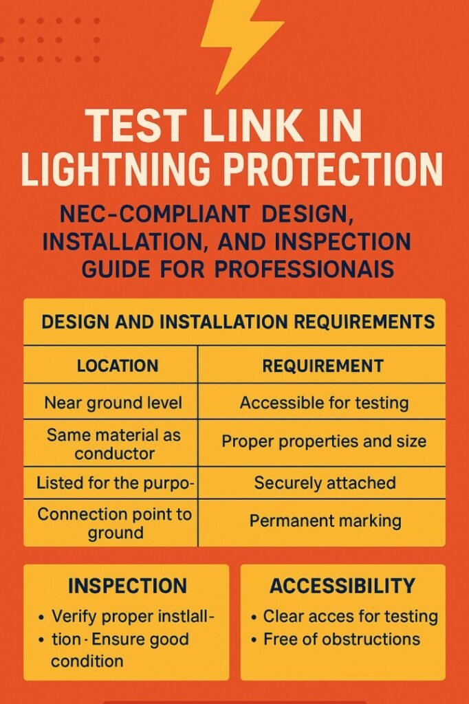 Test Link in Lightning Protection – NEC-Compliant Design, Installation, and Inspection Guide for Professionals 1 Test Link in Lightning Protection – NEC-Compliant Design, Installation, and Inspection Guide for Professionals