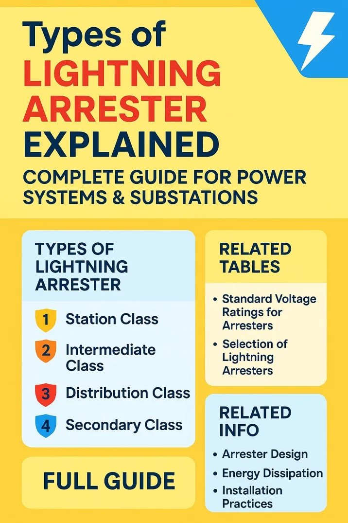 Types of Lightning Arrester Explained: Important Guide for Power Systems & Substations 1 Types of Lightning Arrester Explained Complete Guide for Power Systems & Substations