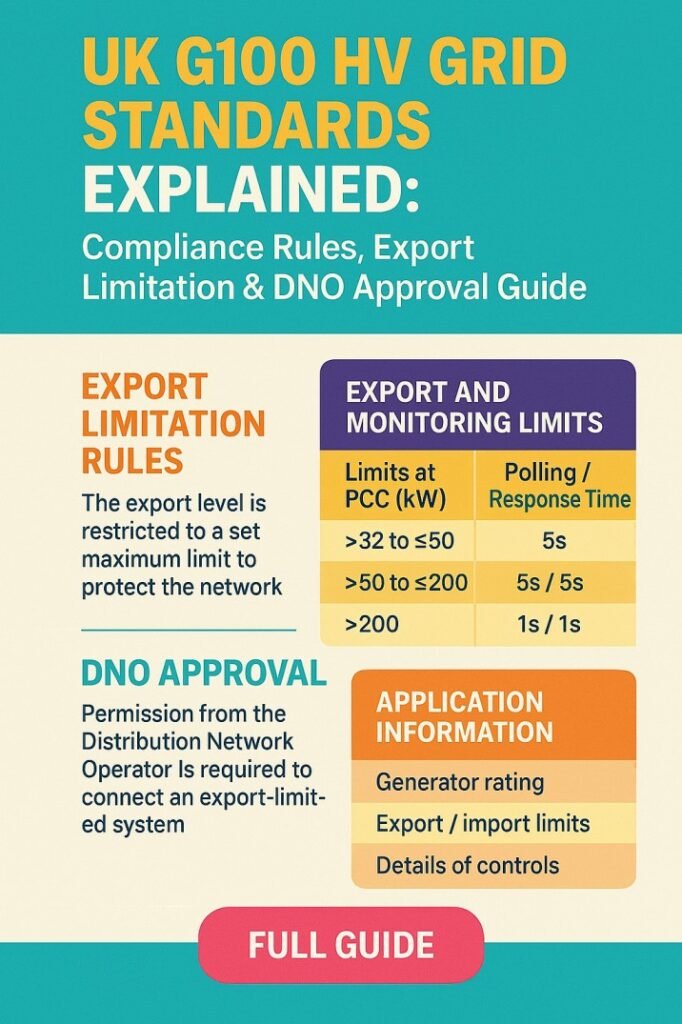 UK G100 HV Grid Standards Explained Compliance Rules, Export Limitation & DNO Approval Guide