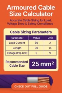 Armoured Cable Size Calculator – Accurate Cable Sizing for Load, Voltage Drop & Safety Compliance