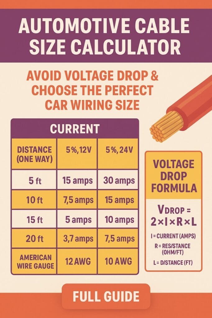 Automotive Cable Size Calculator – Avoid Voltage Drop & Choose The ...