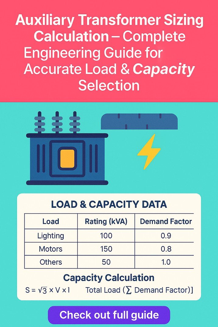 Auxiliary Transformer Sizing Calculation – Complete Engineering Guide for Accurate Load & Capacity Selection