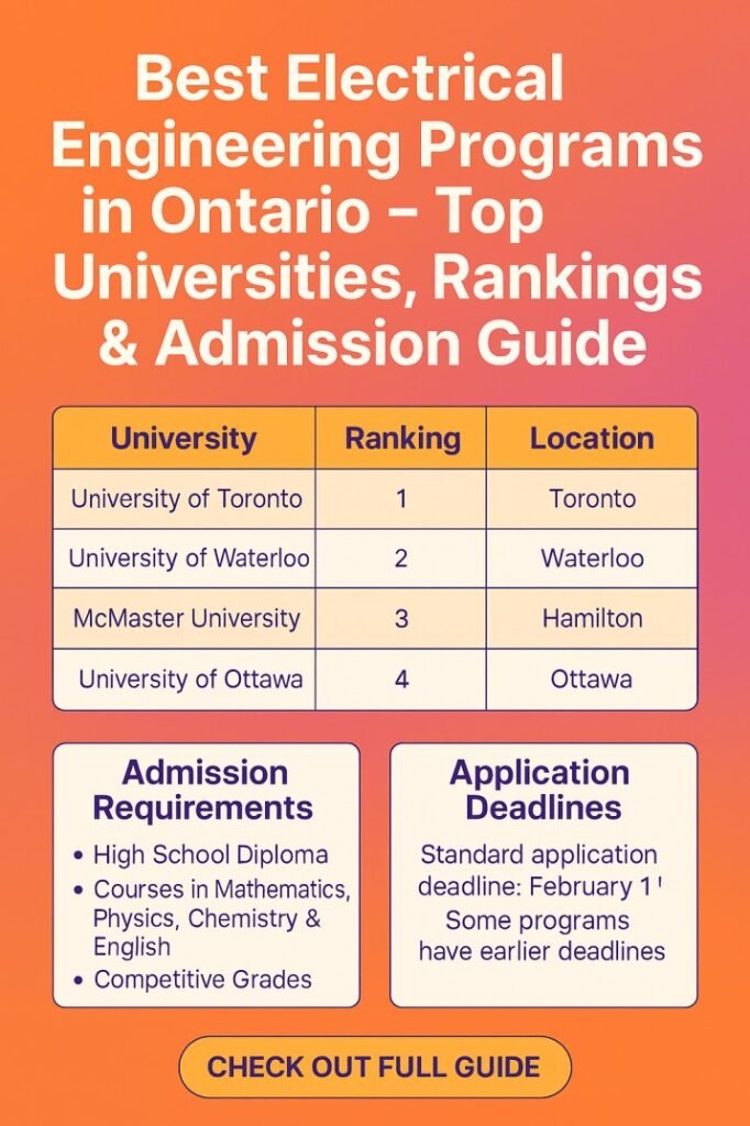 Best Electrical Engineering Programs in Ontario – Top Universities, Rankings & Admission Guide 1 Best Electrical Engineering Programs in Ontario – Top Universities, Rankings & Admission Guide