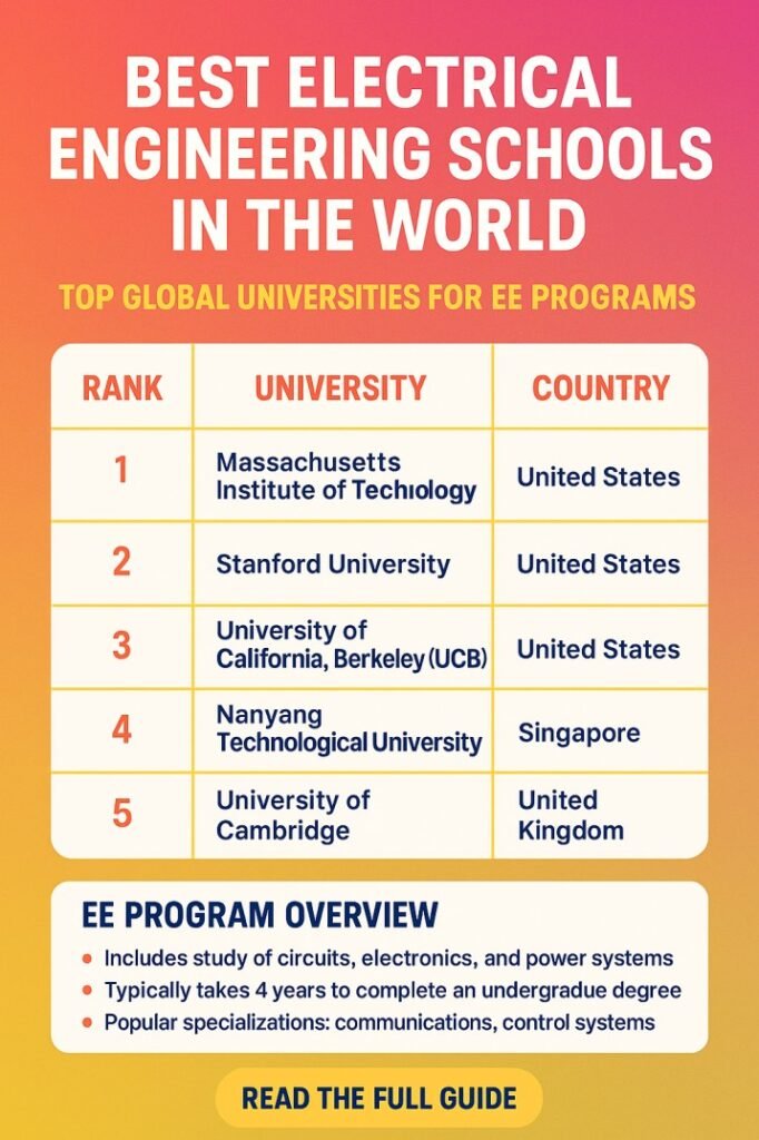 Best Electrical Engineering Schools in the World  Top Global Universities for EE Programs