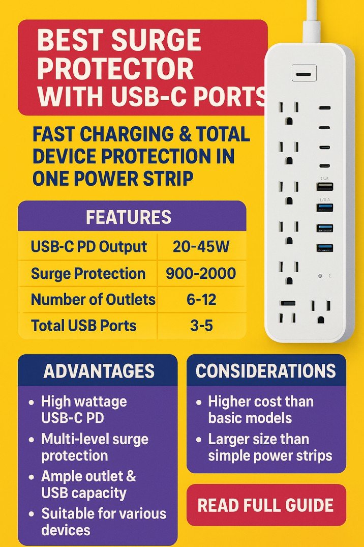 Best Surge Protector with USB-C Ports – Fast Charging & Total Device Protection in One Power Strip