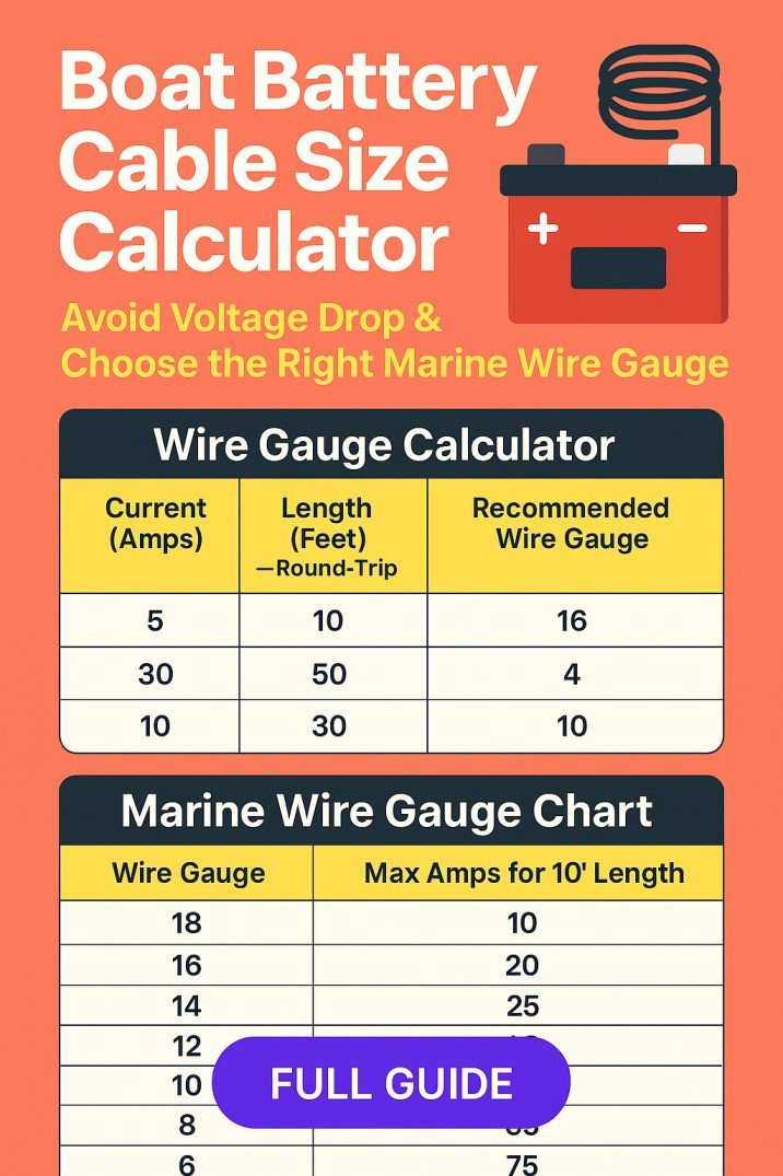 Boat Battery Cable Size Calculator – Avoid Voltage Drop & Choose the Right Marine Wire Gauge