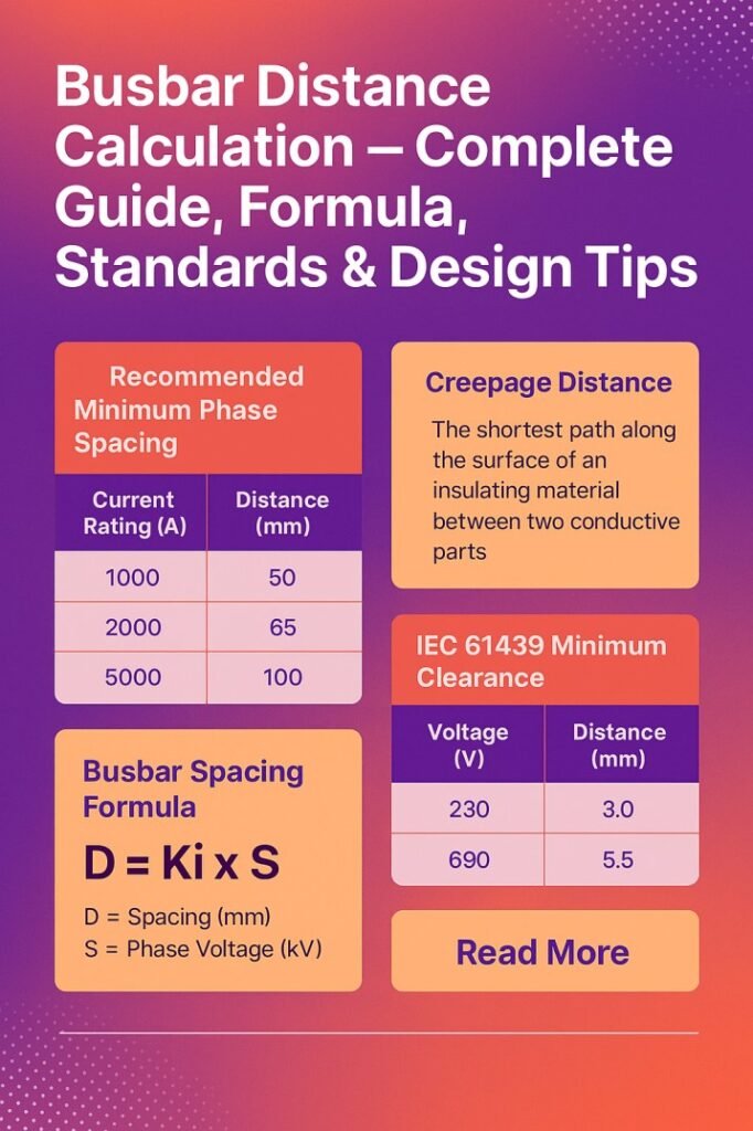 Busbar Distance Calculation – Complete Guide, Formula, Standards & Design Tips