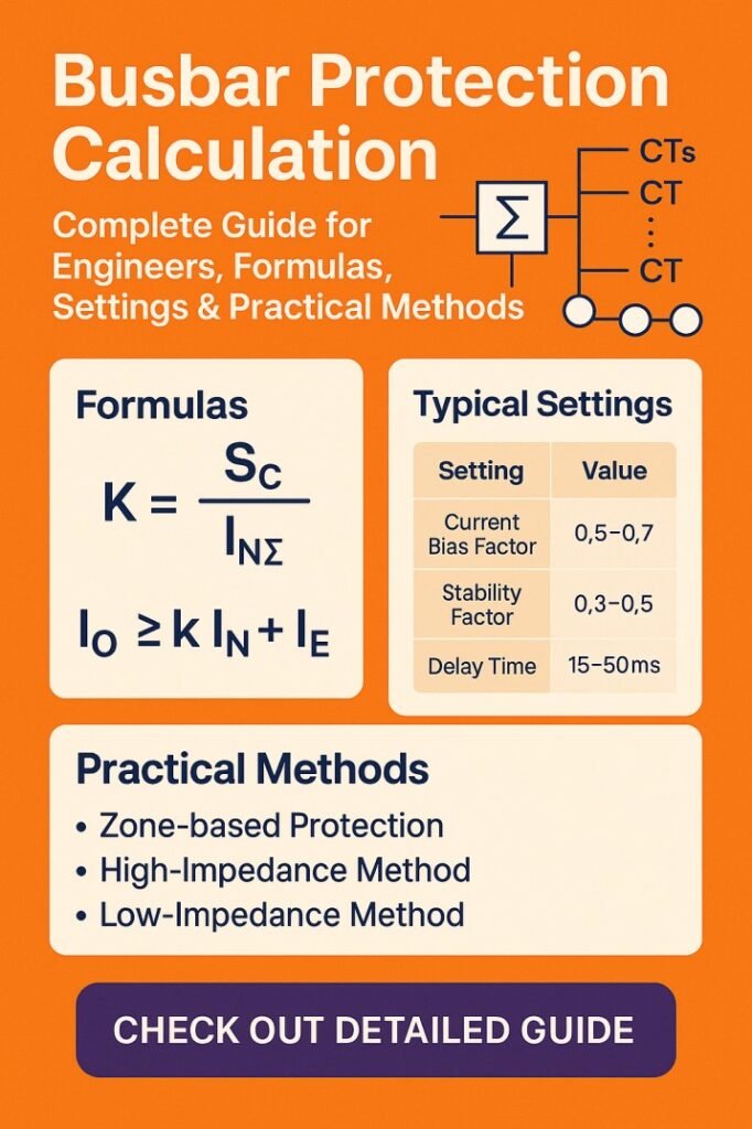Busbar Protection Calculation – Complete Guide for Engineers, Formulas, Settings & Practical Methods