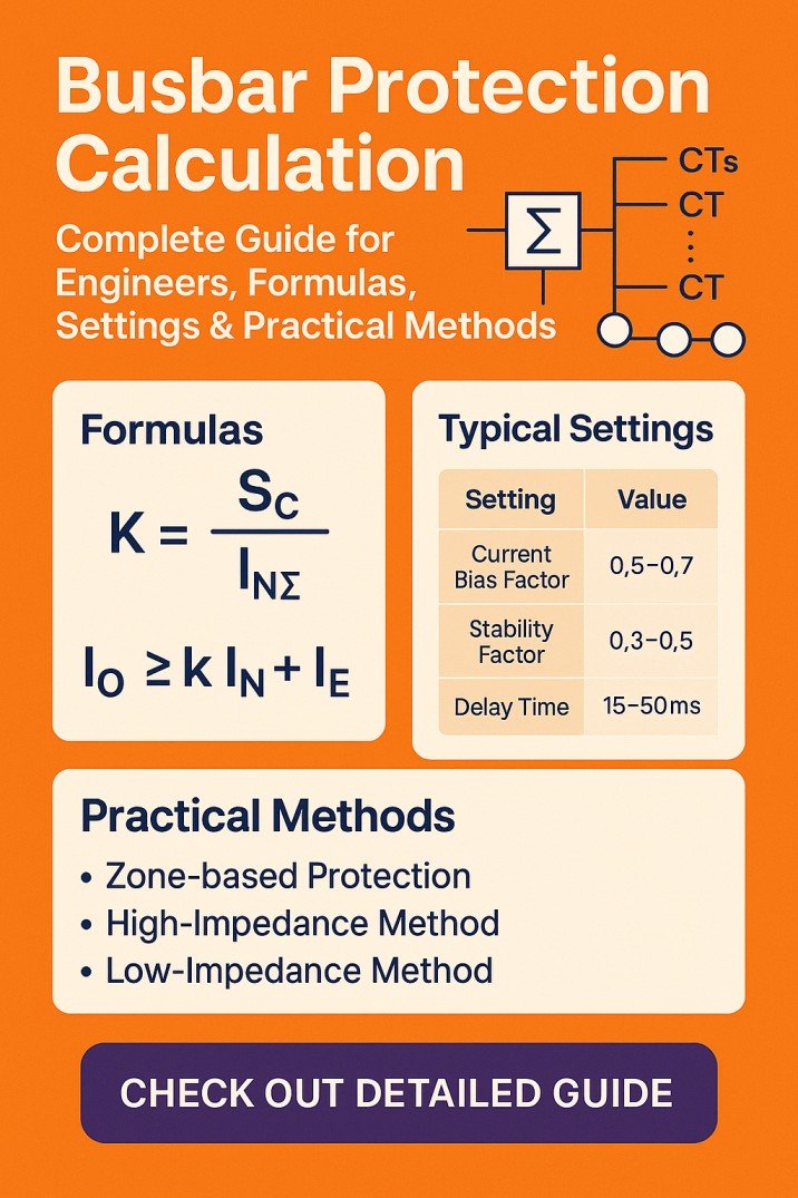 Busbar Protection Calculation – Complete Guide for Engineers, Formulas, Settings & Practical Methods