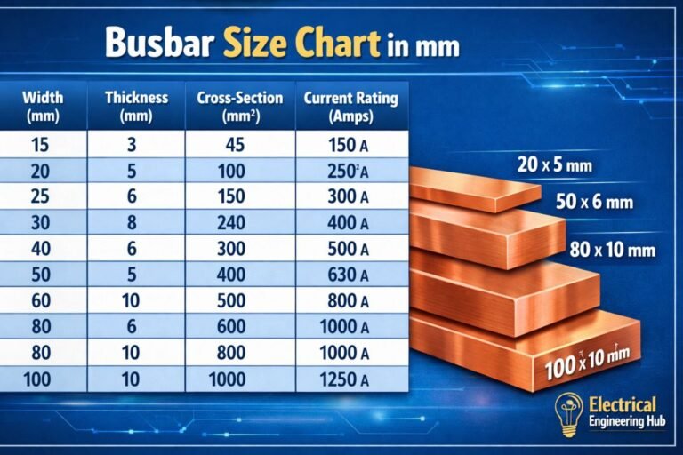 Busbar Size Chart in mm