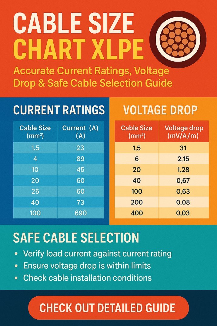 Cable Size Chart XLPE Accurate Current Ratings, Voltage Drop & Safe Cable Selection Guide