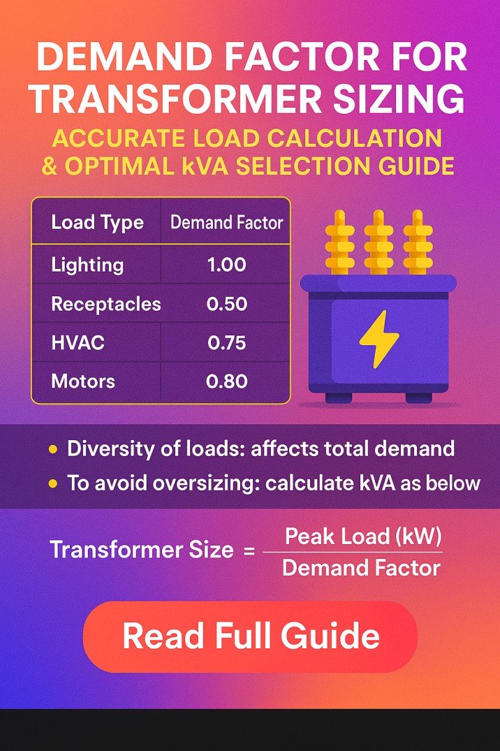 Demand Factor for Transformer Sizing – Accurate Load Calculation & Optimal kVA Selection Guide 1 Demand Factor for Transformer Sizing – Accurate Load Calculation & Optimal kVA Selection Guide