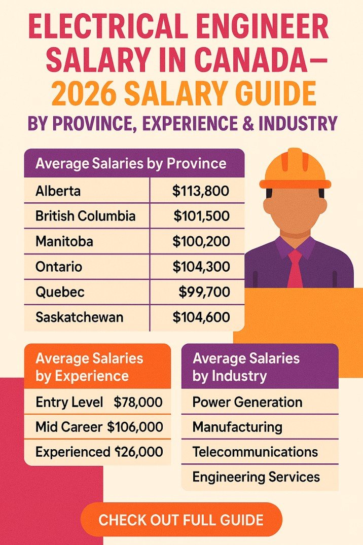 Electrical Engineer Salary in Canada 2026: Best Salary Guide by Province, Experience & Industry 13 Electrical Engineer Salary in Canada – 2026 Salary Guide by Province, Experience & Industry