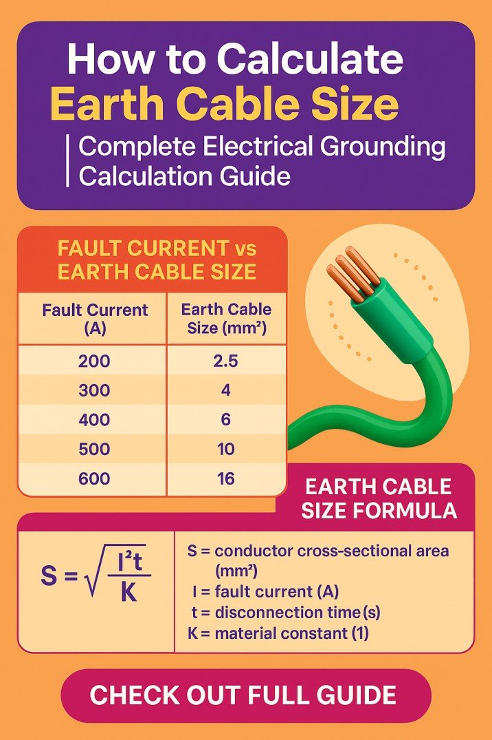 How to Calculate Earth Cable Size | Complete Electrical Grounding Calculation Guide 1 How to Calculate Earth Cable Size Complete Electrical Grounding Calculation Guide