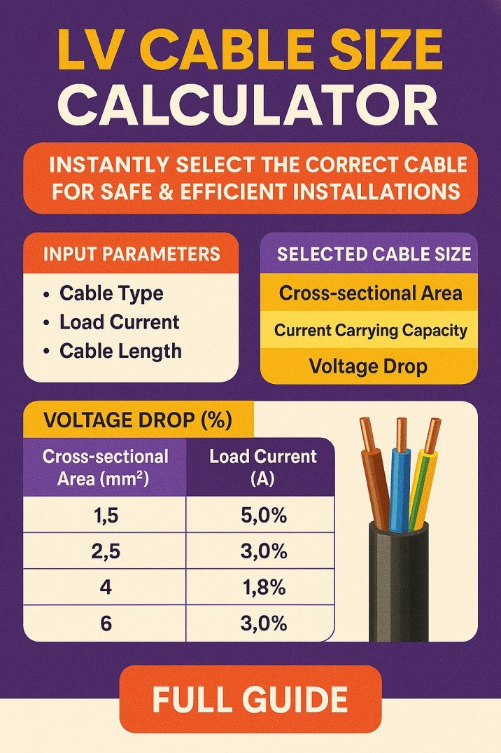 LV Cable Size Calculator – Instantly Select the Correct Cable for Safe & Efficient Installations