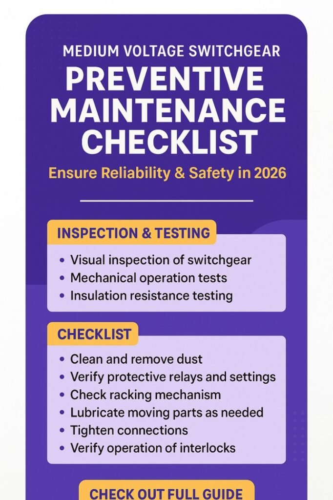 Medium Voltage Switchgear Preventive Maintenance Checklist Ensure Reliability & Safety in 2026