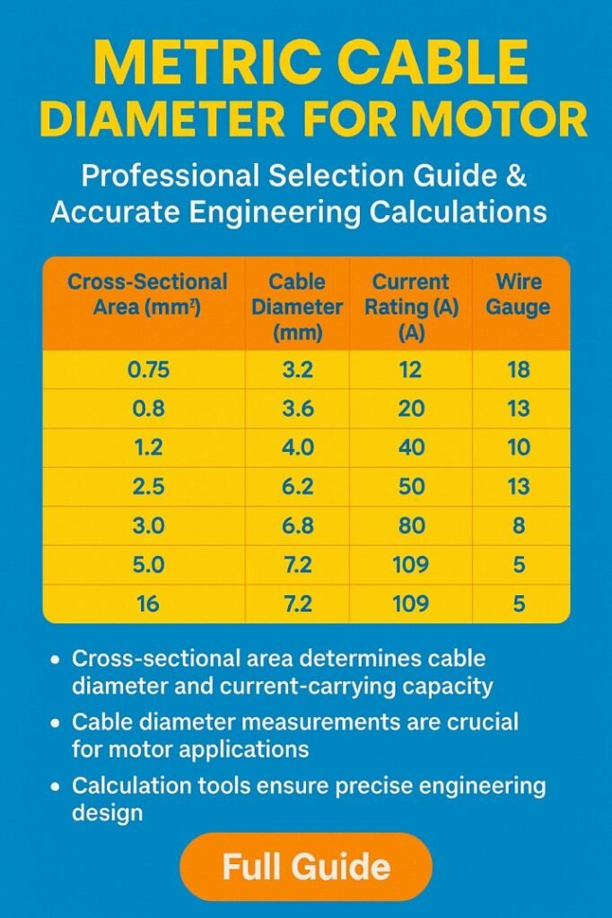Metric Cable Diameter for Motor  Professional Selection Guide & Accurate Engineering Calculations