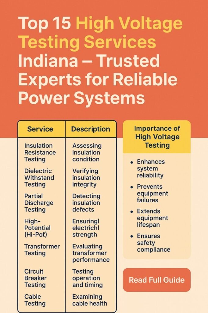 Top 15 High Voltage Testing Services Indiana – Trusted Experts for Reliable Power Systems