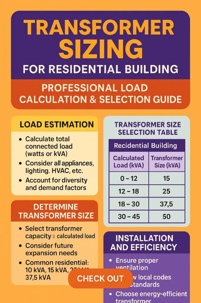 Transformer Sizing for Residential Building – Professional Load Calculation & Selection Guide