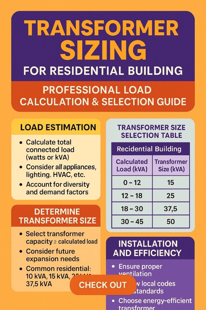 Transformer Sizing for Residential Building: Important Load Calculation & Selection Guide 1 Transformer Sizing for Residential Building – Professional Load Calculation & Selection Guide