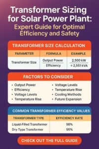 Transformer Sizing for Solar Power Plant Expert Guide for Optimal Efficiency and Safety