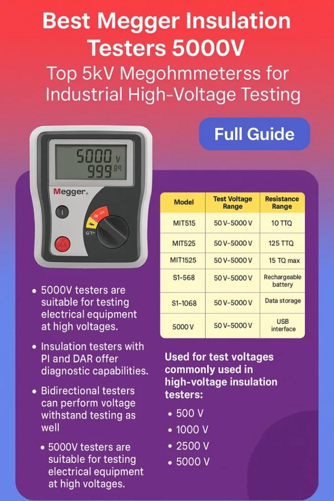Best Megger Insulation Testers 5000V – Top 5kV Megohmmeters for Industrial High-Voltage Testing
