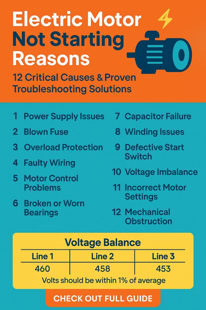 Electric Motor Not Starting Reasons – 12 Critical Causes & Proven Troubleshooting Solutions 4 Electric Motor Not Starting Reasons – 12 Critical Causes & Proven Troubleshooting Solutions