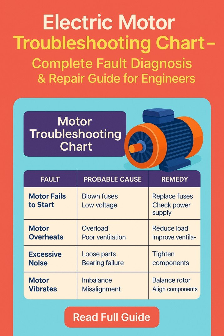 Electric Motor Troubleshooting Chart – Complete Fault Diagnosis & Repair Guide for Engineers 1 Electric Motor Troubleshooting Chart – Complete Fault Diagnosis & Repair Guide for Engineers