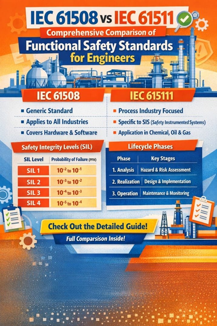 IEC 61508 vs 61511 Comprehensive Comparison of Functional Safety Standards for Engineers