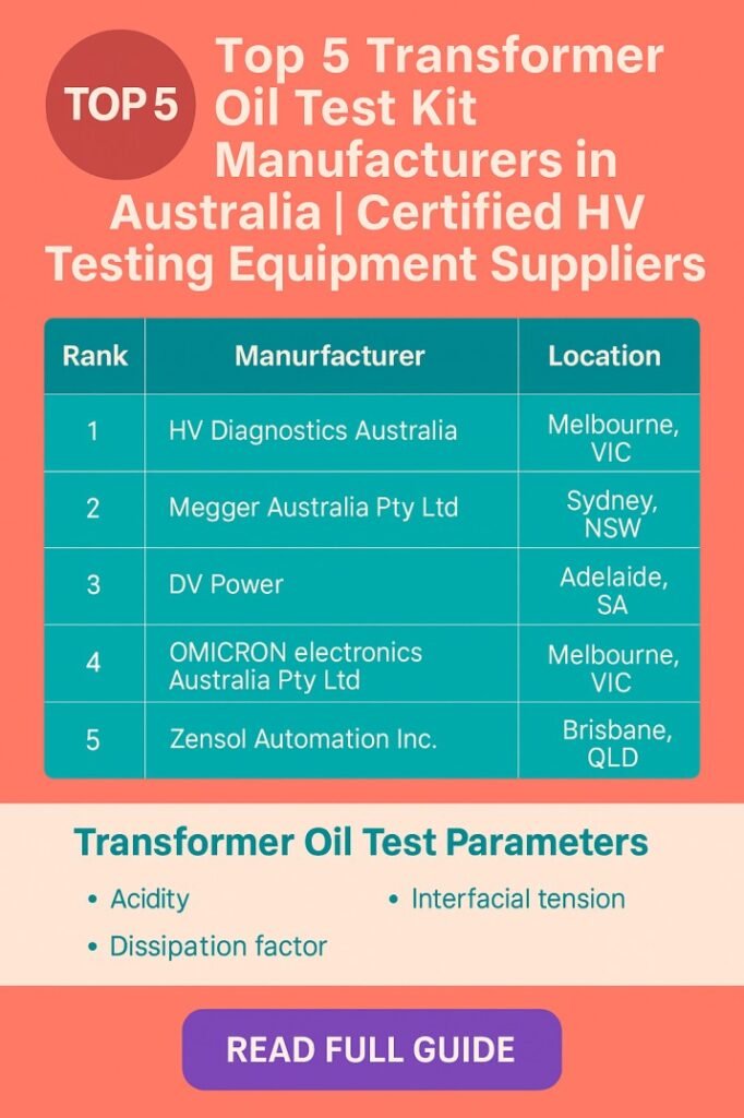 Top 5 Transformer Oil Test Kit Manufacturers in Australia  Certified HV Testing Equipment Suppliers
