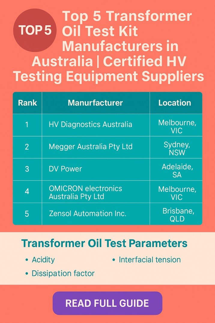 Top 5 Transformer Oil Test Kit Manufacturers in Australia Certified HV Testing Equipment Suppliers