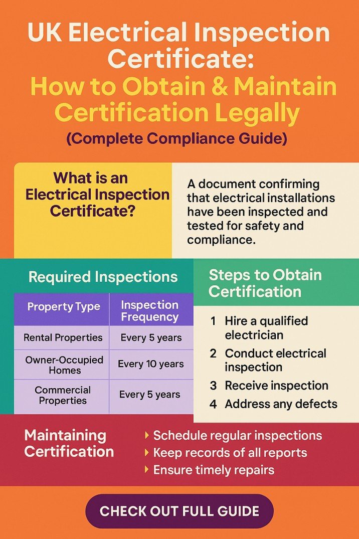 UK Electrical Inspection Certificate How to Obtain & Maintain Certification Legally (Complete Compliance Guide)