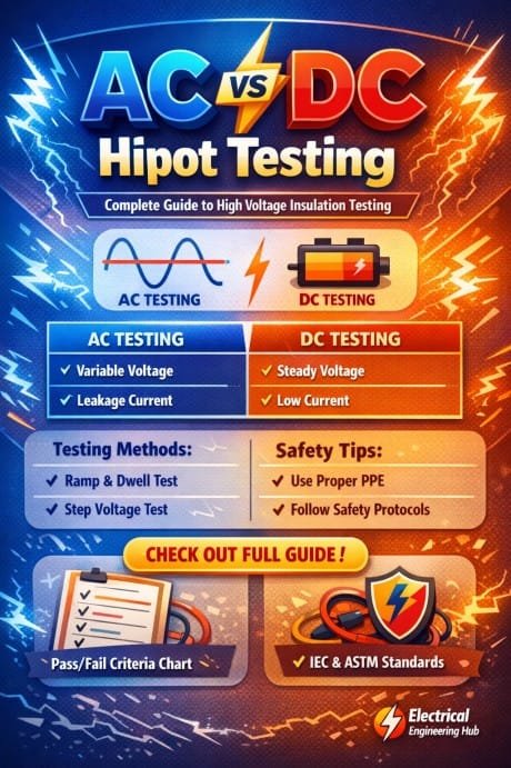 AC vs DC Hipot Testing Complete Guide to High Voltage Insulation Testing, Differences, Methods & Safety Standards