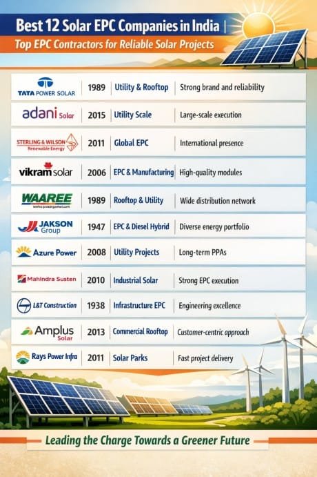 Best 12 Solar EPC Companies in India  Top EPC Contractors for Reliable Solar Projects